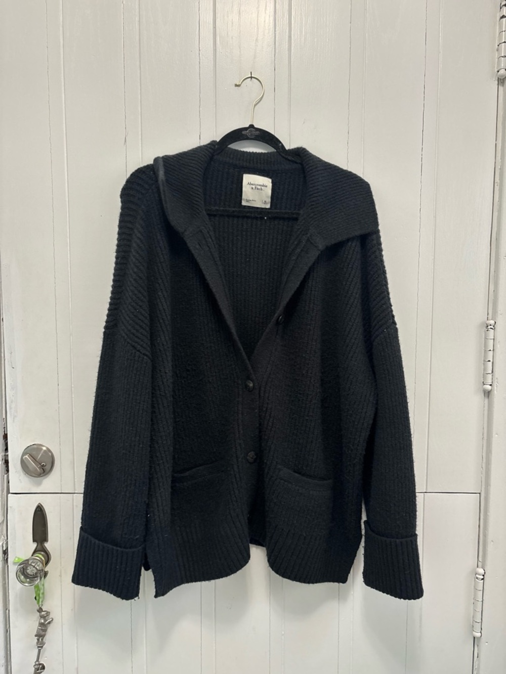 Abercrombie and Fitch Black Collared Cardigan Sweater
